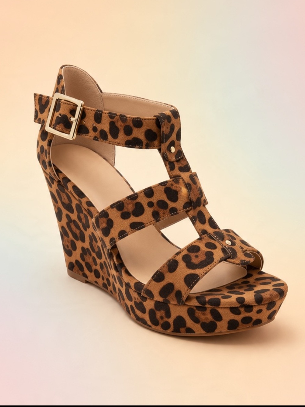 Leopard-Print Wedge Sandals - Brown Animal Print